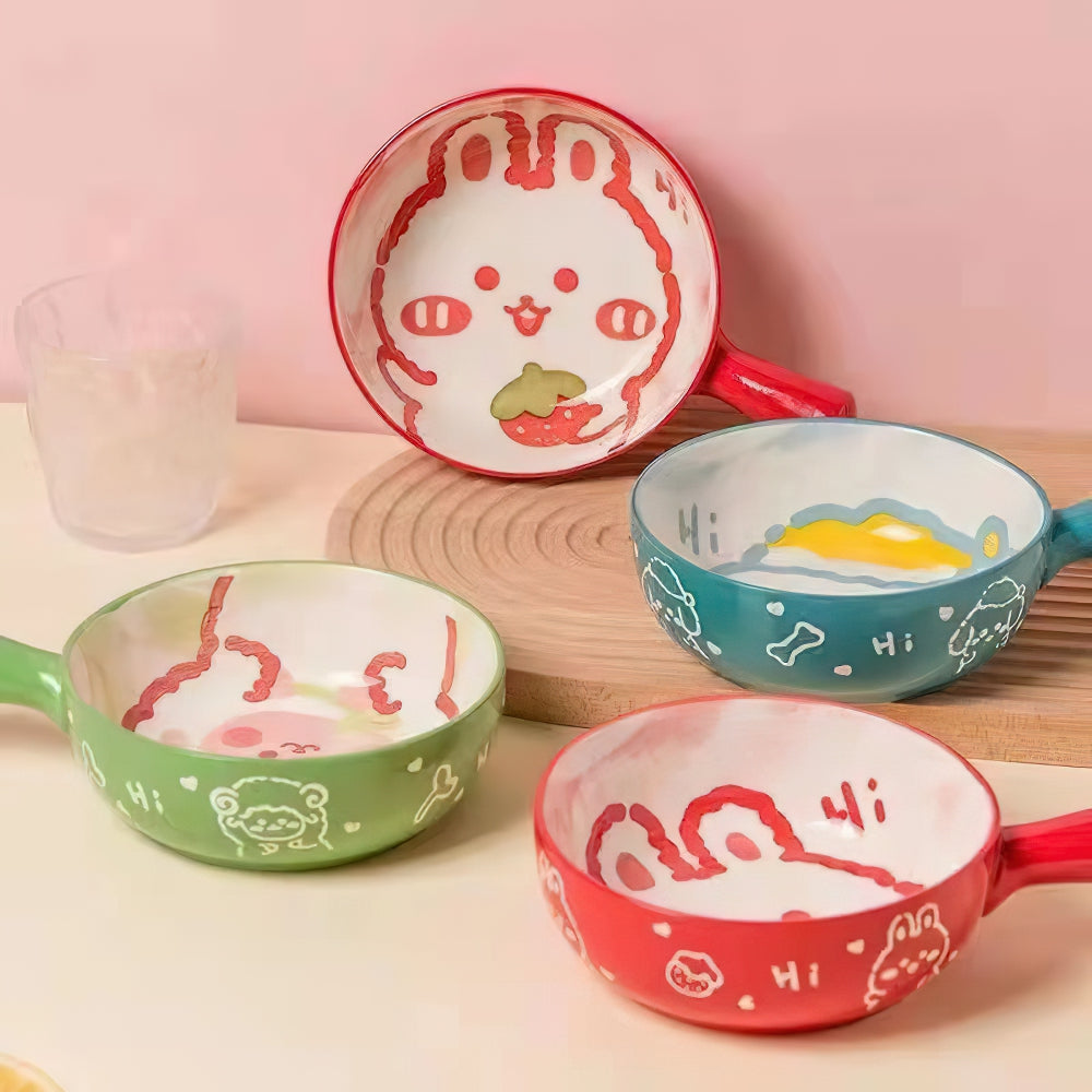 Cute Animal Knob Ceramic Cookware