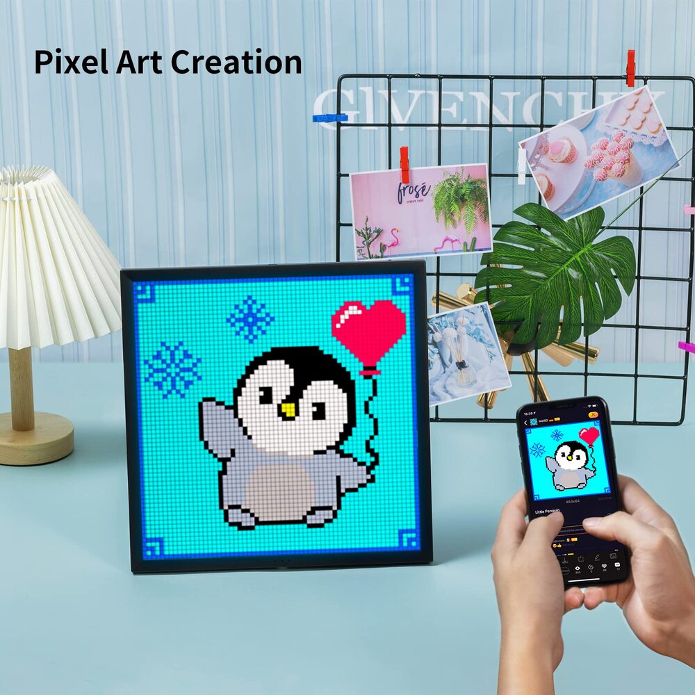 Pixel Art Digital Picture Frame With 32x32 Led Display App Control