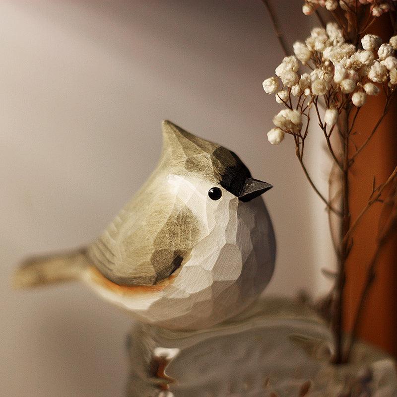 Bearded Tit Bird Figurine Hand Carved Decor – PAINTED BIRD SHOP