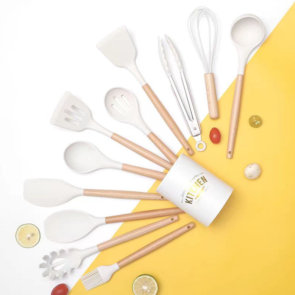 El juego de utensilios de cocina de silicona dará color y alegría a tu  cocina, cucharón, espátula, espumadera, 3 piezas tiene bordes flexibles y  un