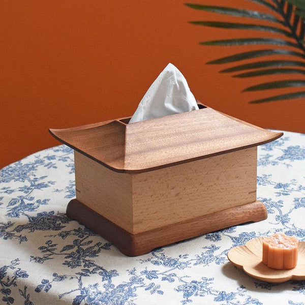 Lazylifeshop Bear Tissue Box Cover with Toothpick Holder Wooden Handmade Decorations